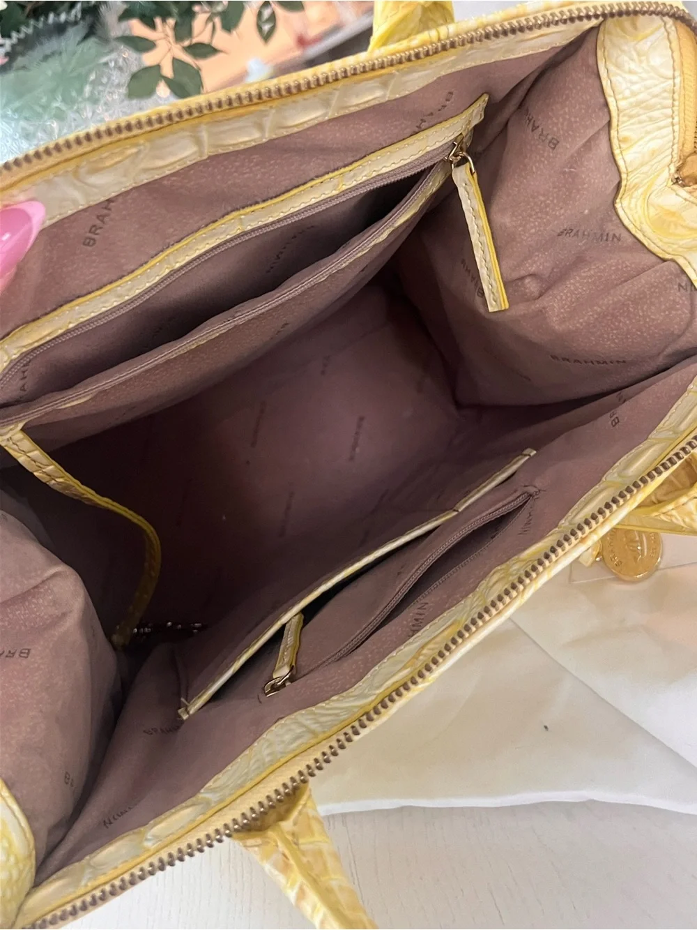 Brahmin Sunbeam Melbourne  Yellow Croc-Embossed Handbag